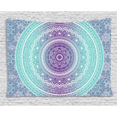 Blue and Purple Tapestry, Mandala Ombre Eastern Mystic Abstract Old Fashion Bohemian Native Cosmos Art, Wall Hanging for Bedroom Living Room Dorm Decor, 60W X 40L Inches, Purple, by Ambesonne   